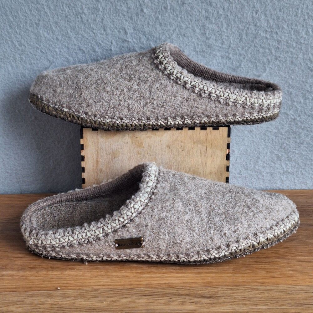 Haflinger AS Classic Wool Slippers Women Natural Beige Felt Comfort EU 40 9